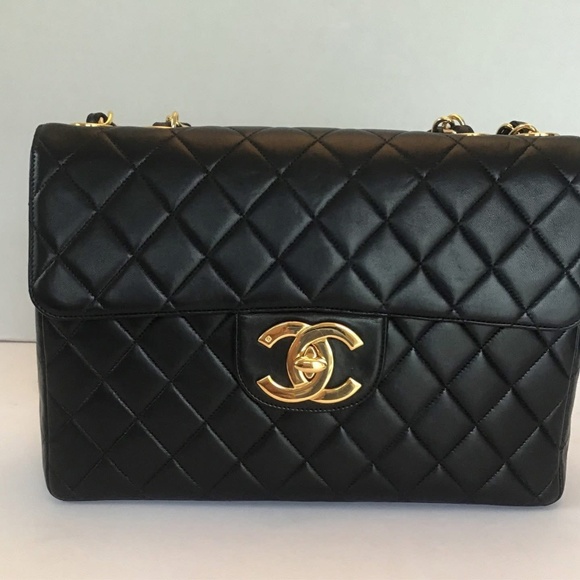 CHANEL XL 24K Gold Plated Single Flap Bag Lambskin - Picture 3 of 10